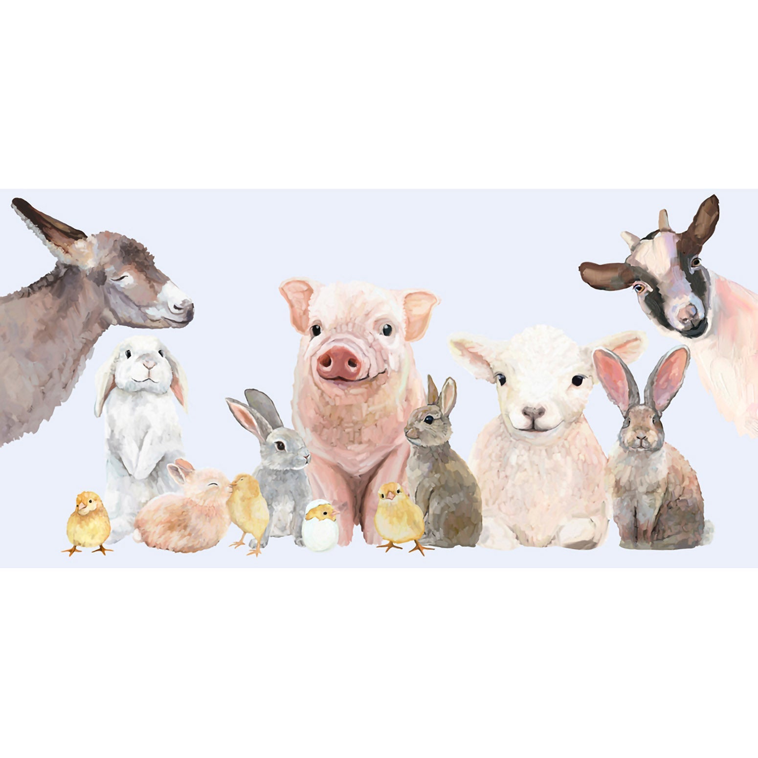 Spring Animal Babies - Blue Canvas Wall Art - GreenBox Art