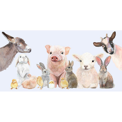 Spring Animal Babies - Blue Canvas Wall Art - GreenBox Art