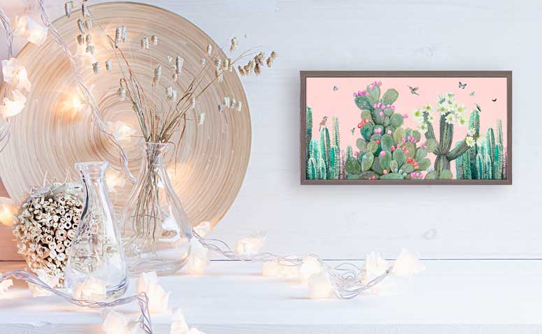 Cacti Garden Mini Framed Canvas