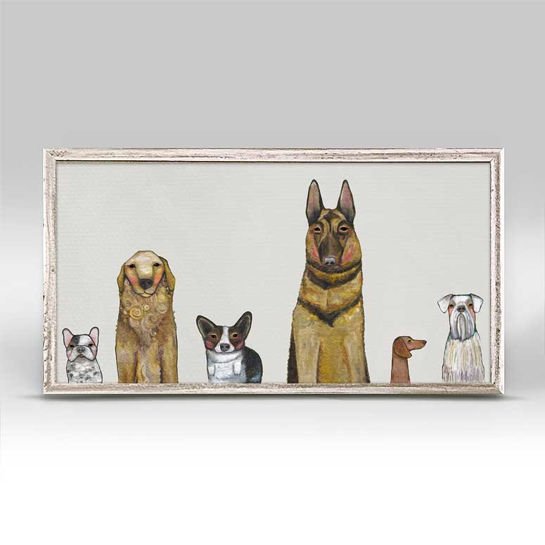 Dogs Dogs Dogs - Gray Mini Framed Canvas