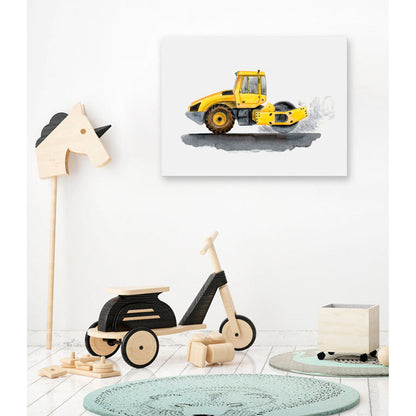 Construction Vehicles - Steam Roller Canvas Wall Art