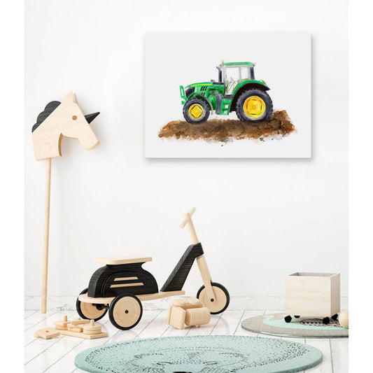 Construction Vehicles - Tractor Canvas Wall Art