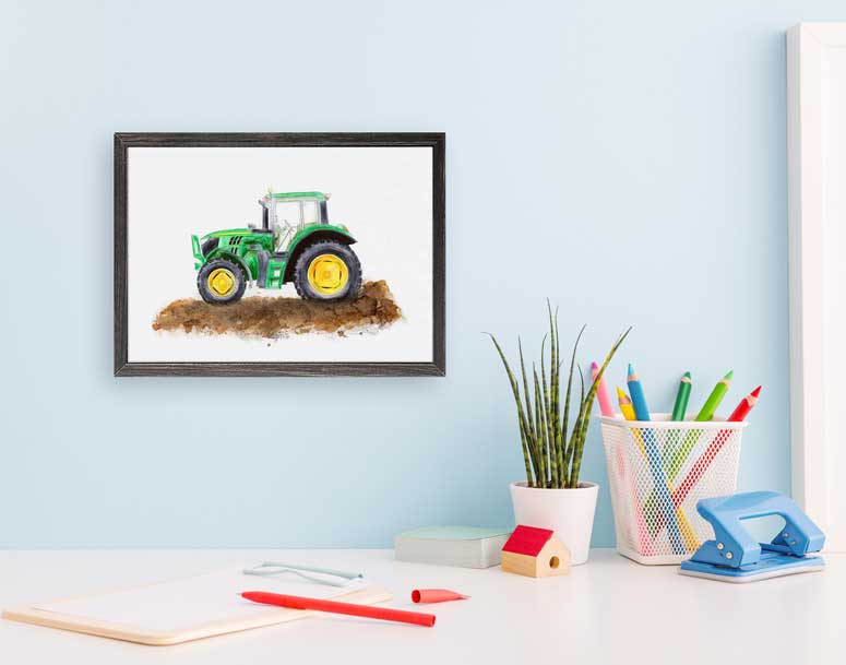 Construction Vehicles - Tractor Mini Framed Canvas