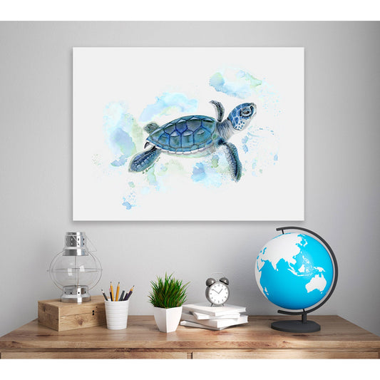 Baby Sea Turtle Portrait Canvas Wall Art