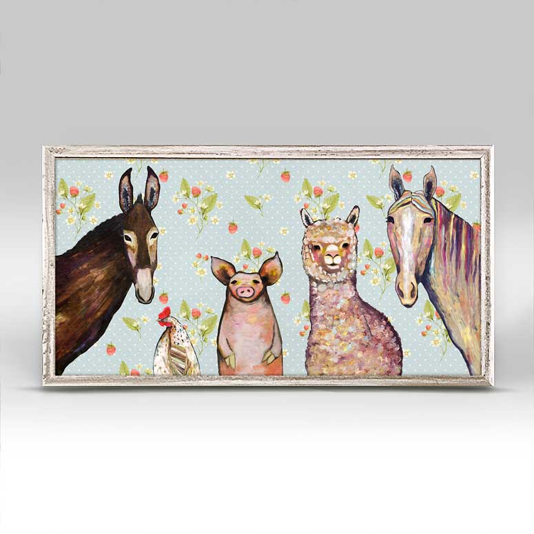 Alpaca And Pals - Strawberry Patch Mini Framed Canvas