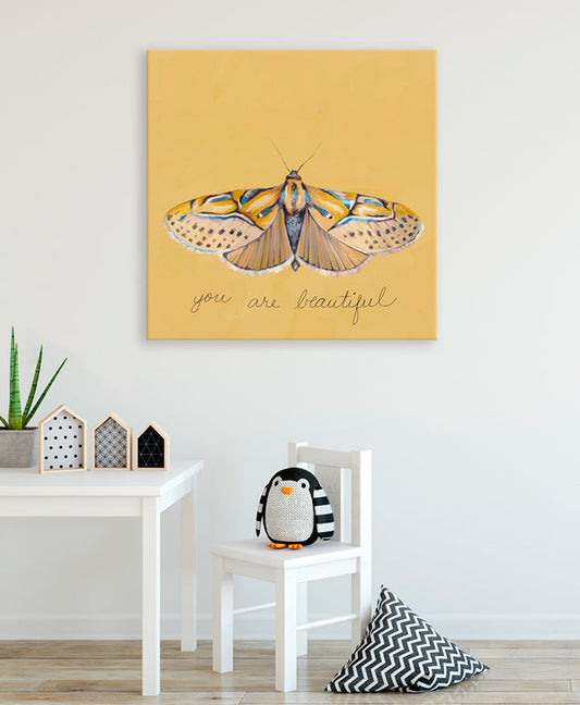 Inspirational Moths - You Are Beautiful Canvas Wall Art - GreenBox Art