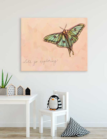 Inspirational Moths - Let's Go Exploring Canvas Wall Art