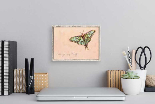 Inspirational Moths - Let's Go Exploring Mini Framed Canvas - GreenBox Art