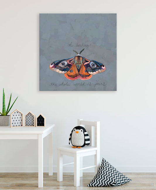 Inspirational Moths - The World Is Yours Canvas Wall Art - GreenBox Art