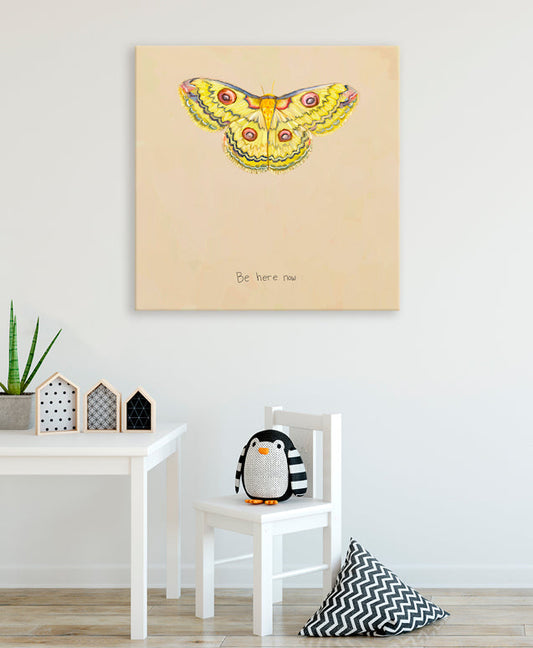 Inspirational Moths - Be Here Now Canvas Wall Art - GreenBox Art