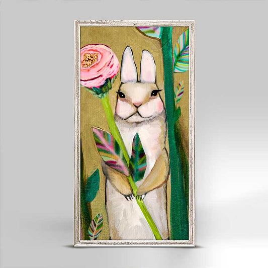 Carrot Cake Bunny Holding Flower Mini Framed Canvas - GreenBox Art