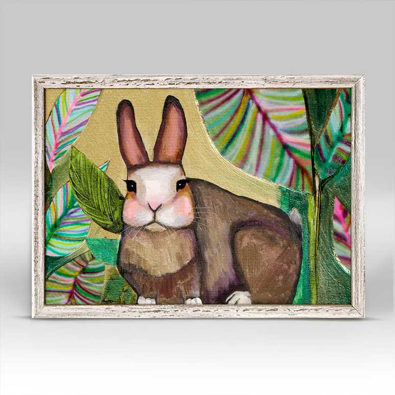 Carrot Cake Bunny In Leaves Mini Framed Canvas - GreenBox Art