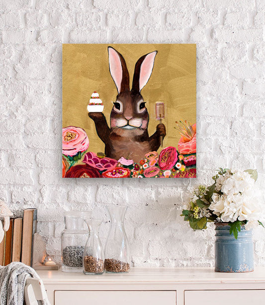 Carrot Cake Bunny With Sweets Canvas Wall Art