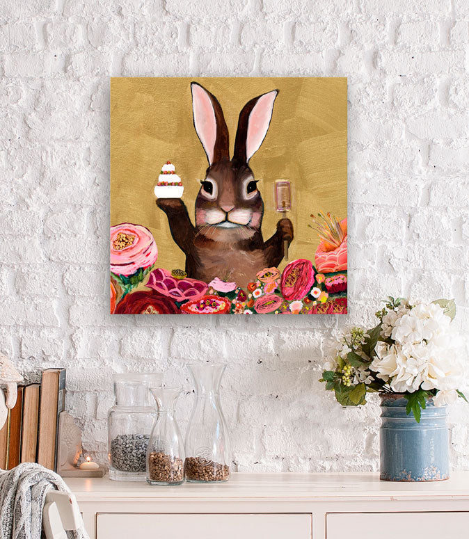 Carrot Cake Bunny With Sweets Canvas Wall Art - GreenBox Art