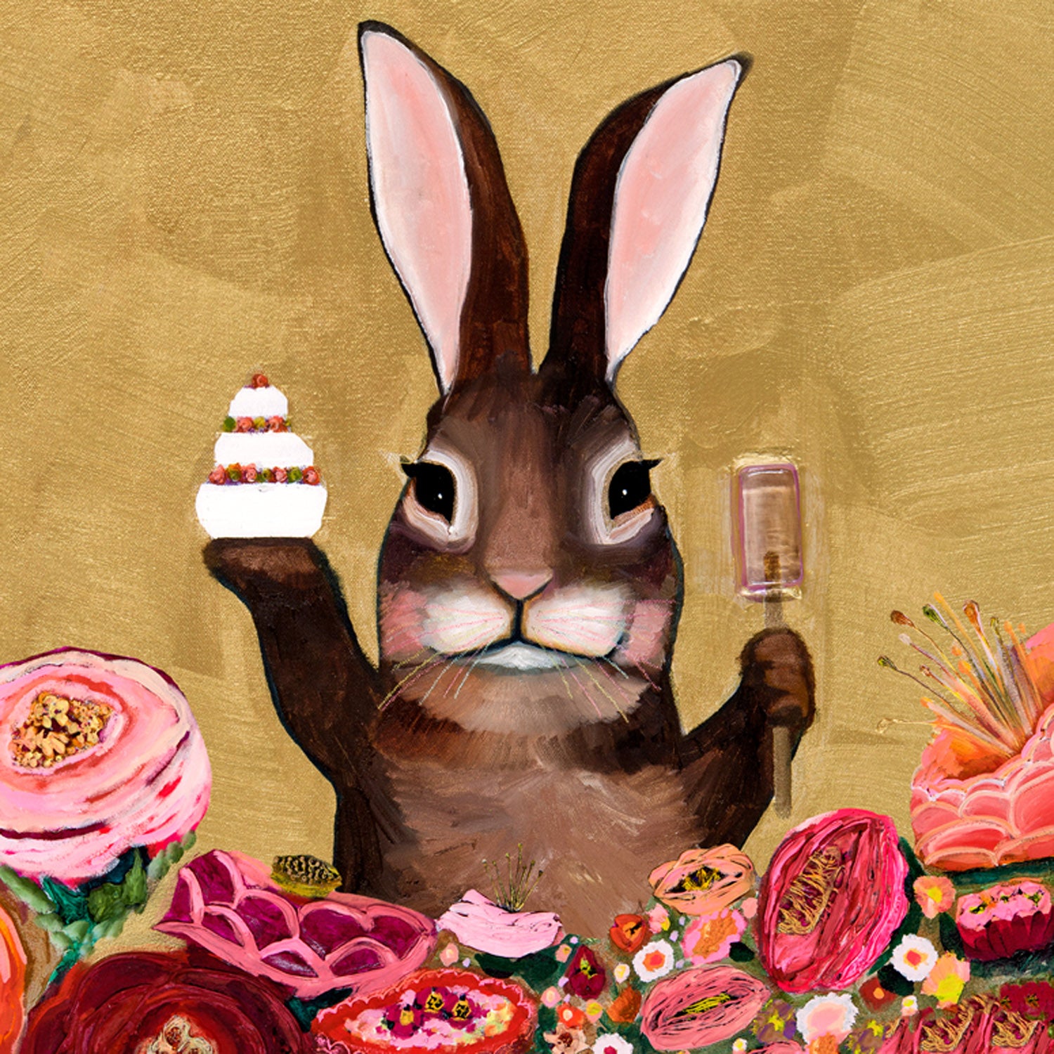 Carrot Cake Bunny With Sweets Canvas Wall Art - GreenBox Art