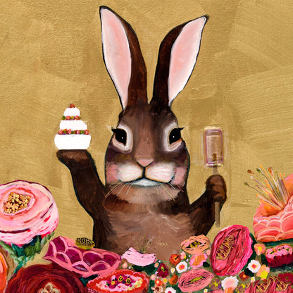 Carrot Cake Bunny With Sweets Canvas Wall Art - GreenBox Art