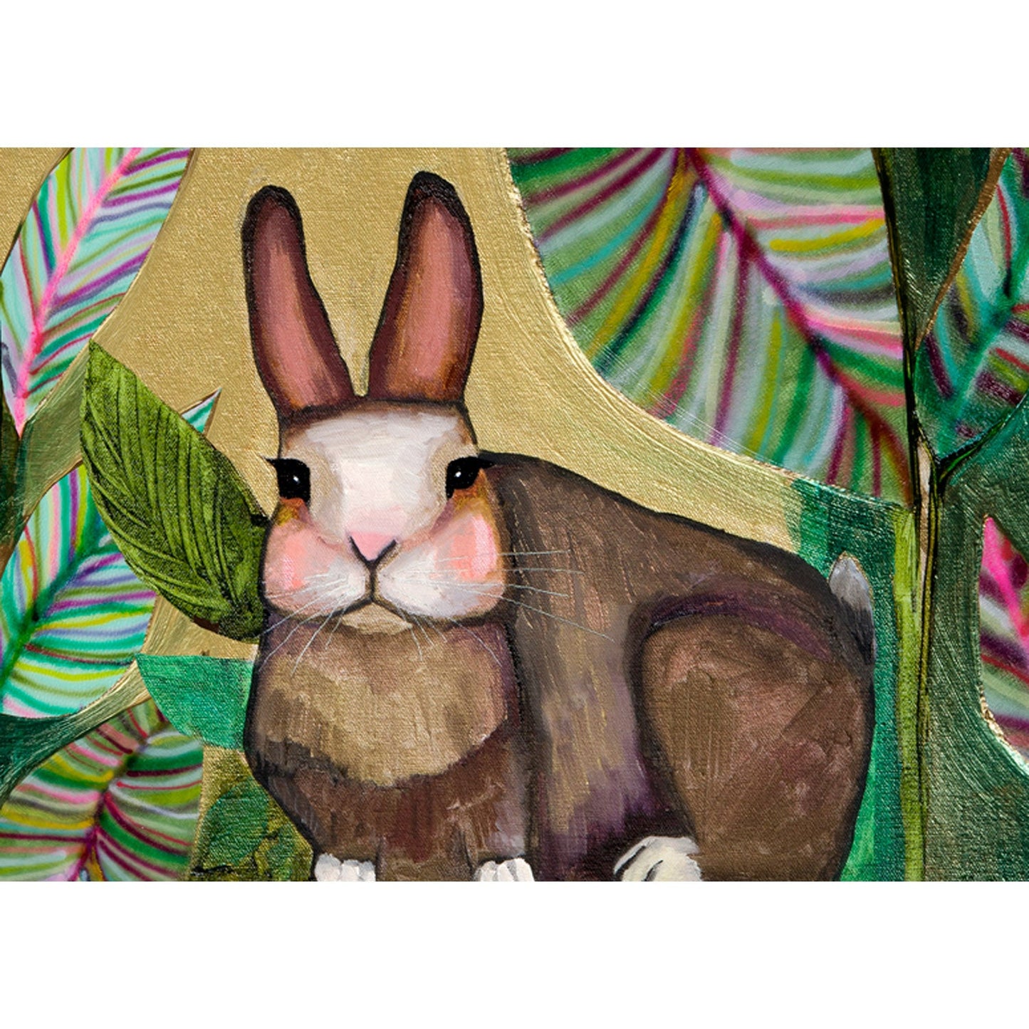 Carrot Cake Bunny In Leaves Canvas Wall Art