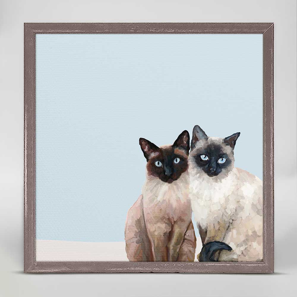 Feline Friends - Siamese Cat Duo Mini Framed Canvas - GreenBox Art