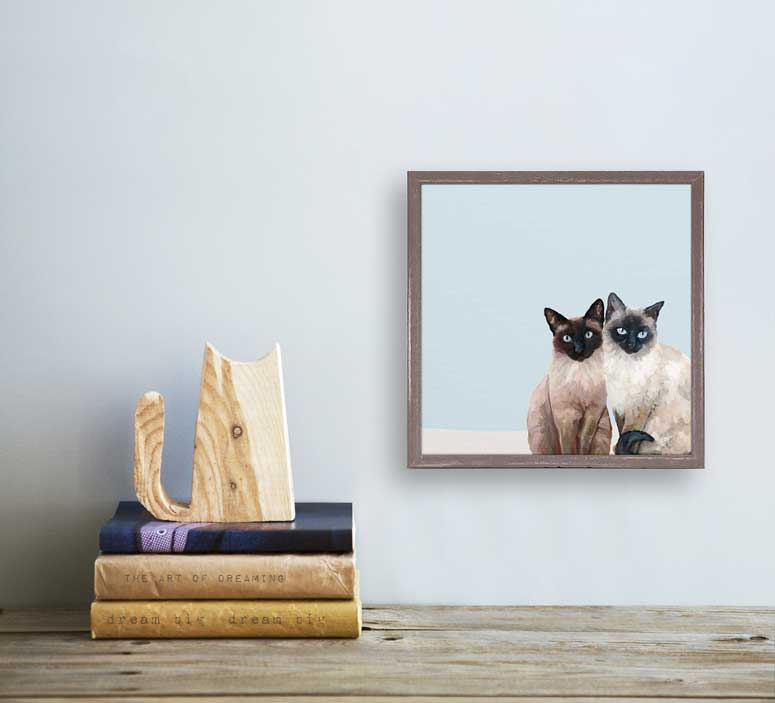 Feline Friends - Siamese Cat Duo Mini Framed Canvas - GreenBox Art