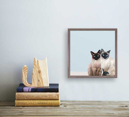 Feline Friends - Siamese Cat Duo Mini Framed Canvas