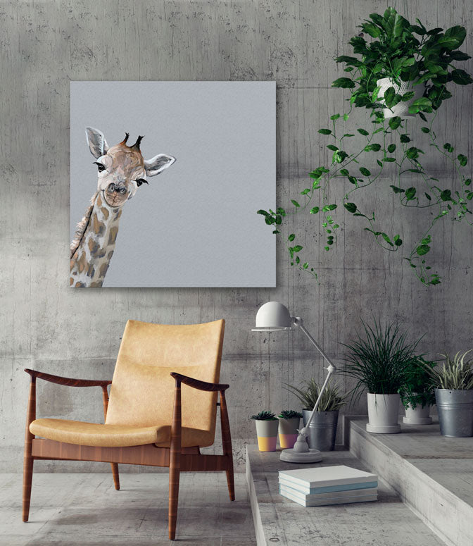 Peeking Giraffe Canvas Wall Art - GreenBox Art