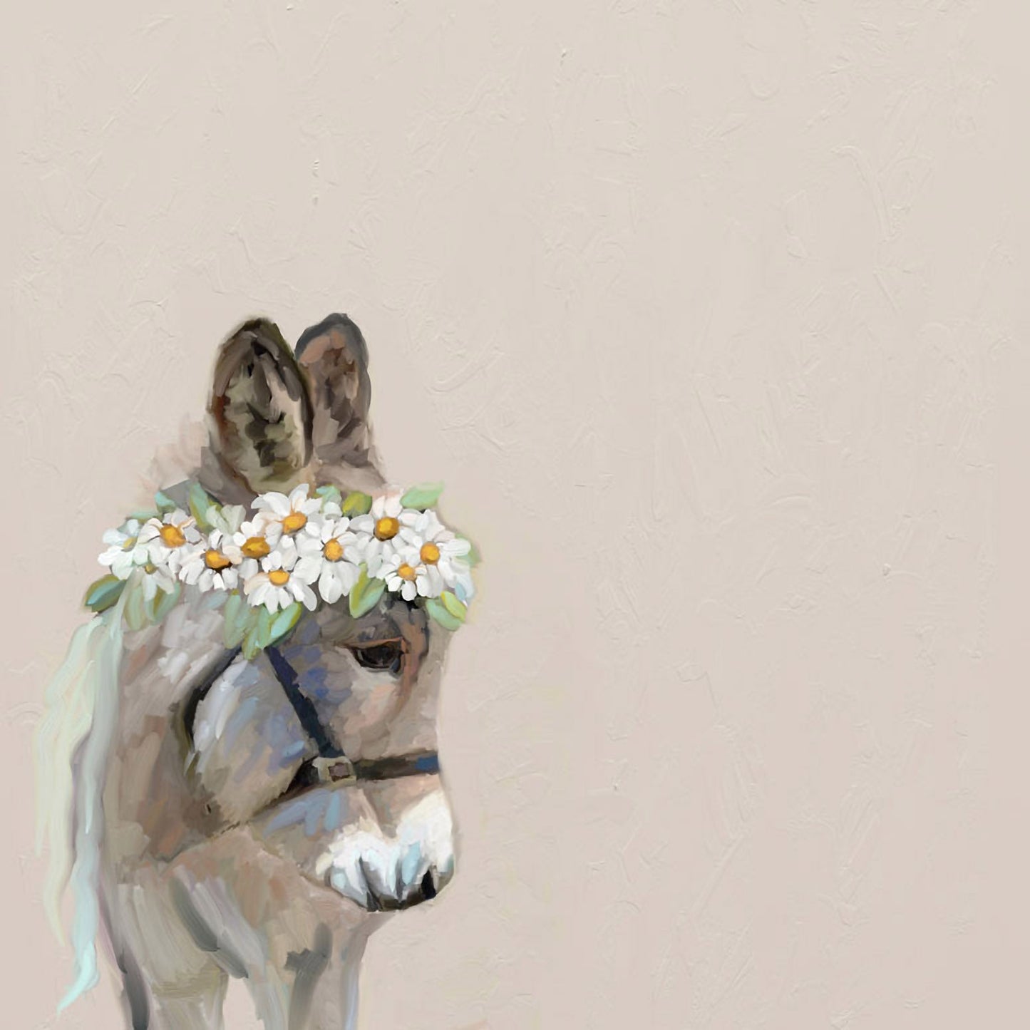 Daisy Wreath Donkey Canvas Wall Art - GreenBox Art