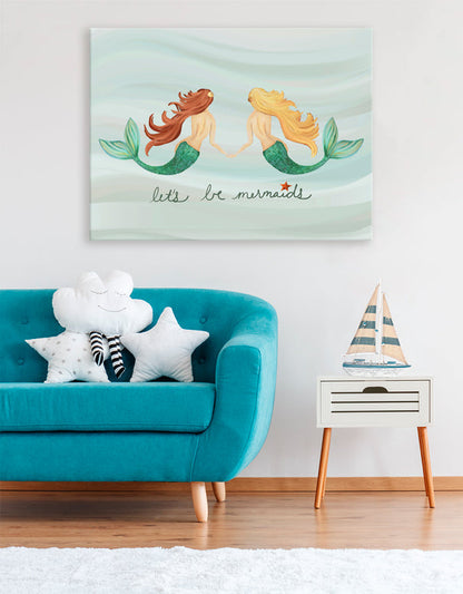 Let's Be Mermaids Canvas Wall Art - GreenBox Art