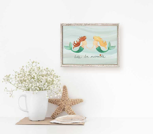 Let's Be Mermaids Mini Framed Canvas - GreenBox Art