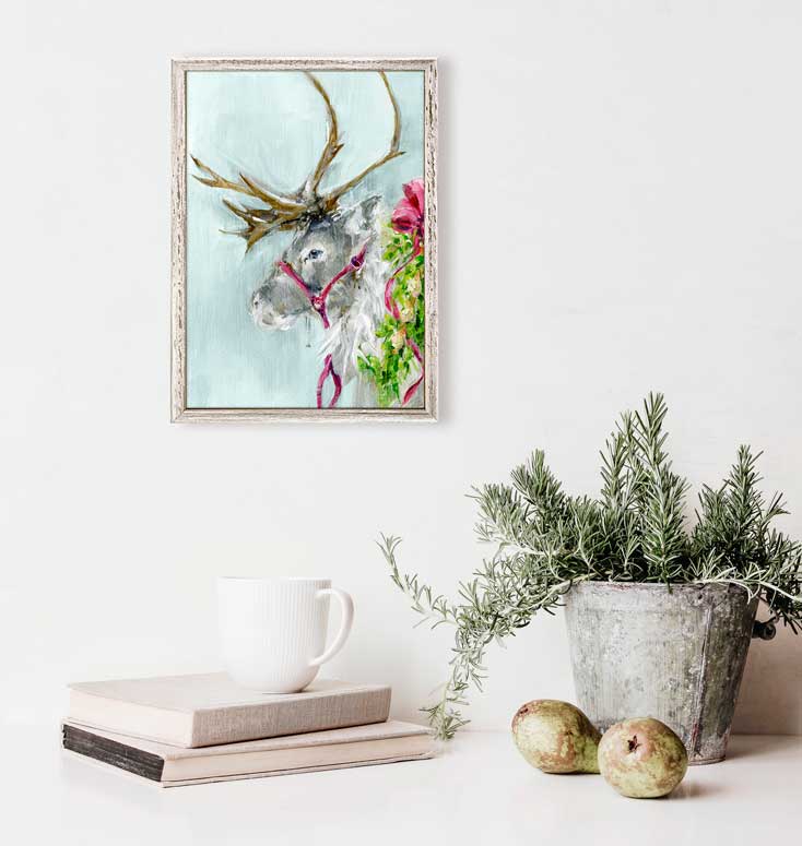 Holiday - Christmas Reindeer Mini Framed Canvas - GreenBox Art