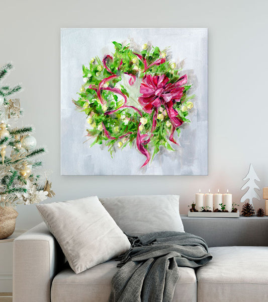 Holiday - Christmas Wreath Canvas Wall Art - GreenBox Art