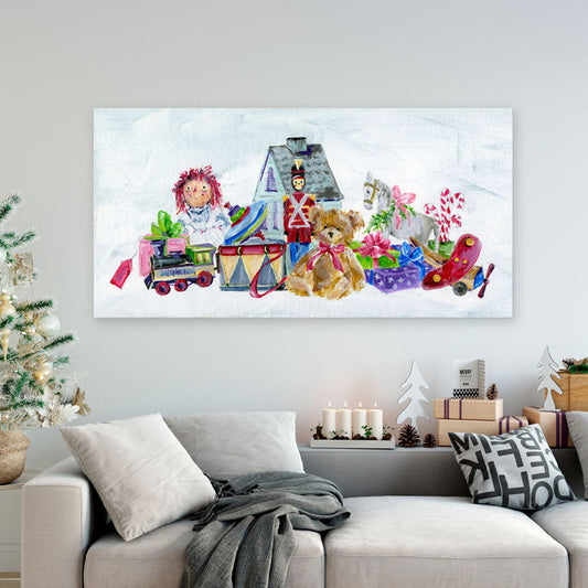 Holiday - Christmas Toys Canvas Wall Art - GreenBox Art