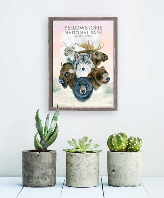 Animal Montage - Yellowstone Mini Framed Canvas