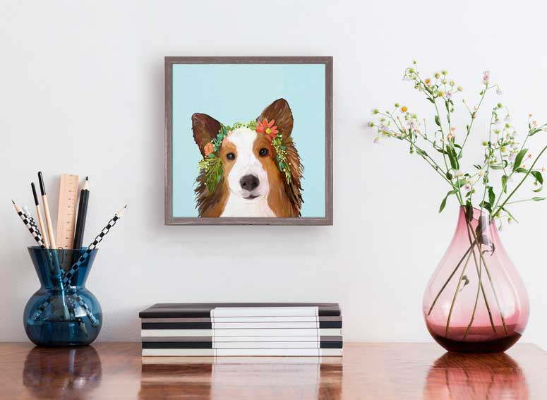 Best Friend - Floral Shetland Mini Framed Canvas