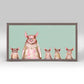 Five Piggies In A Row - Mint Mini Framed Canvas