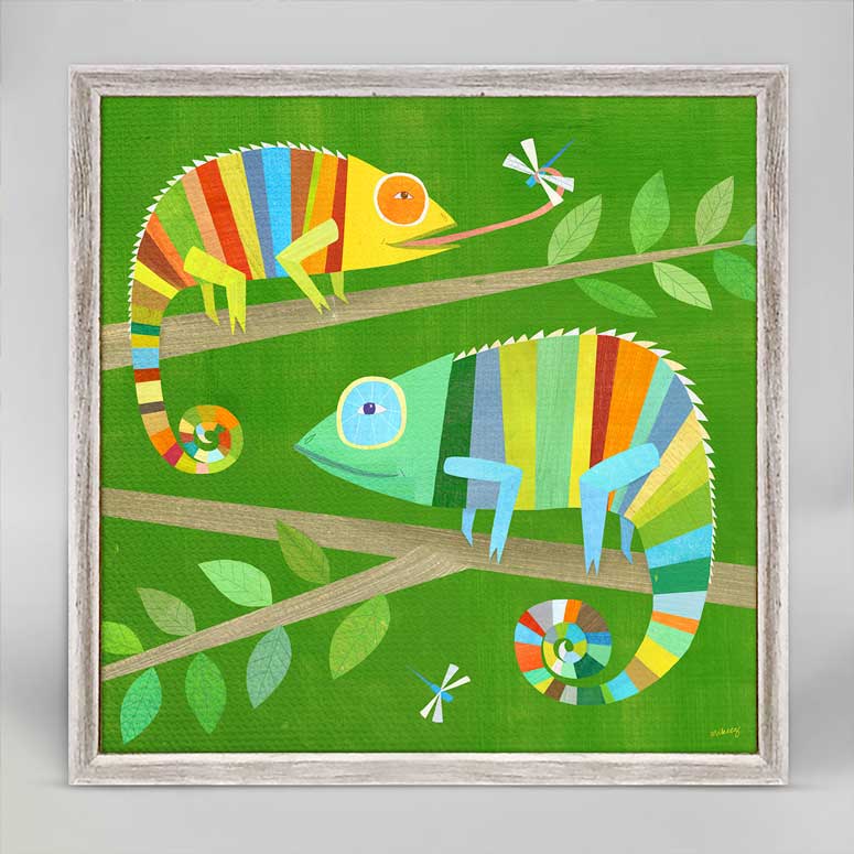 Colorful Chameleons Mini Framed Canvas