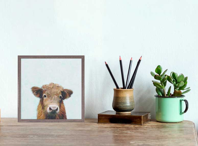 Highland Cow Mini Framed Canvas - GreenBox Art