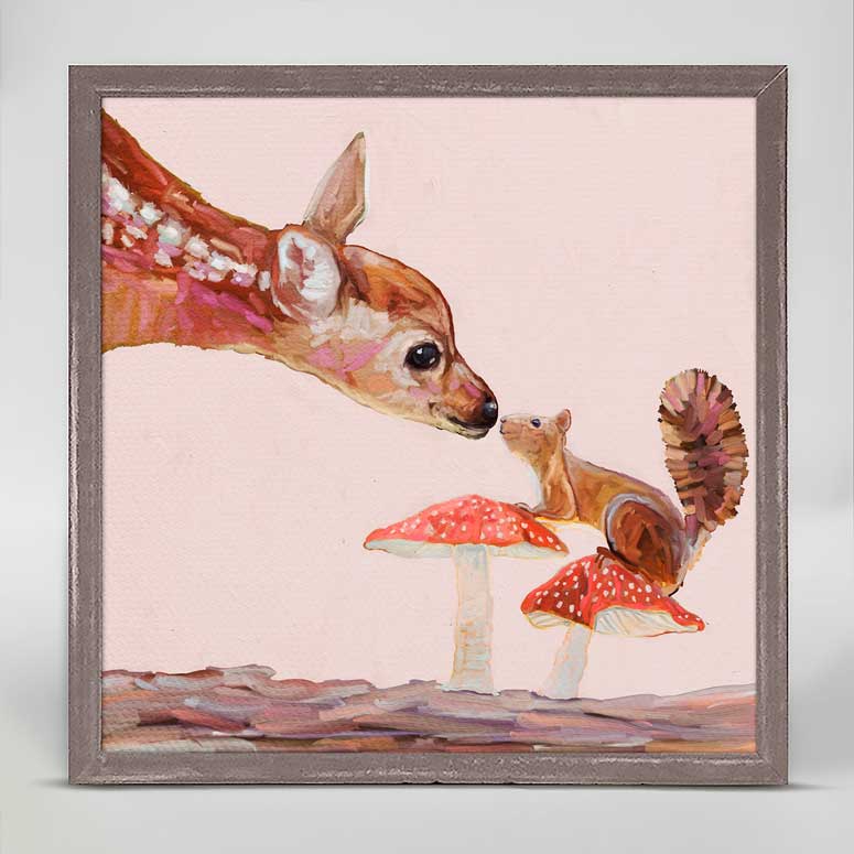 Deer And Squirrel Pals Mini Framed Canvas - GreenBox Art