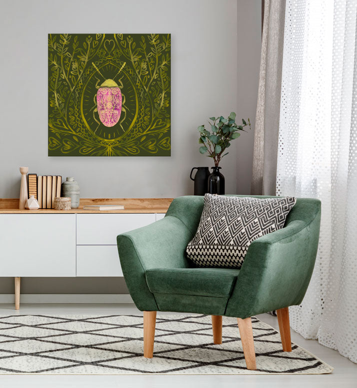 Folktale Beetle Canvas Wall Art - GreenBox Art