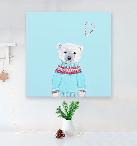 Holiday - Fair Isle Polar Bear Canvas Wall Art
