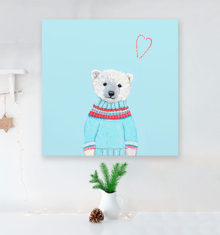 Holiday - Fair Isle Polar Bear Canvas Wall Art - GreenBox Art