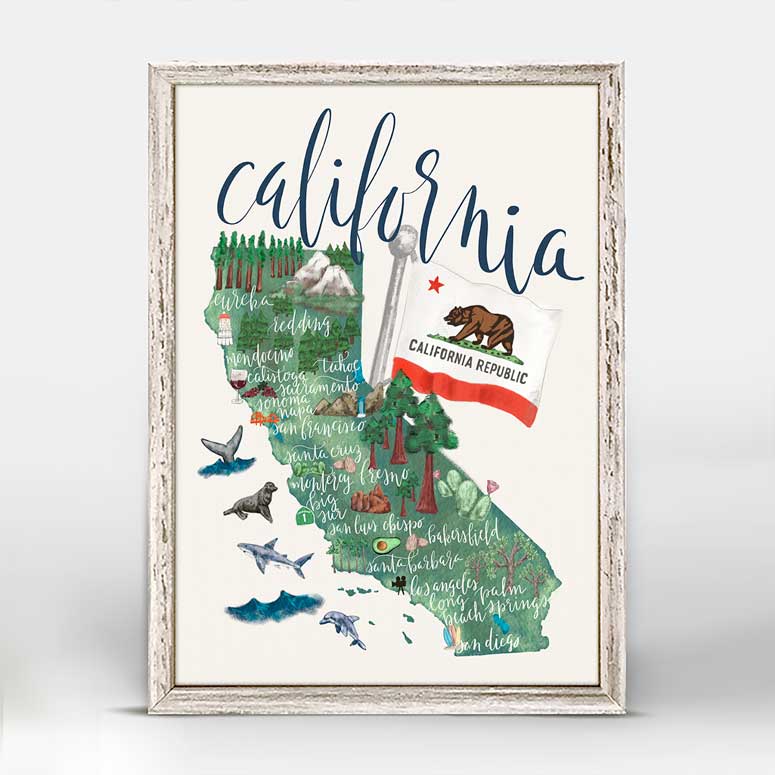 State Map - California Mini Framed Canvas