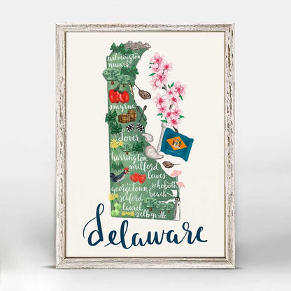 State Map - Delaware Mini Framed Canvas