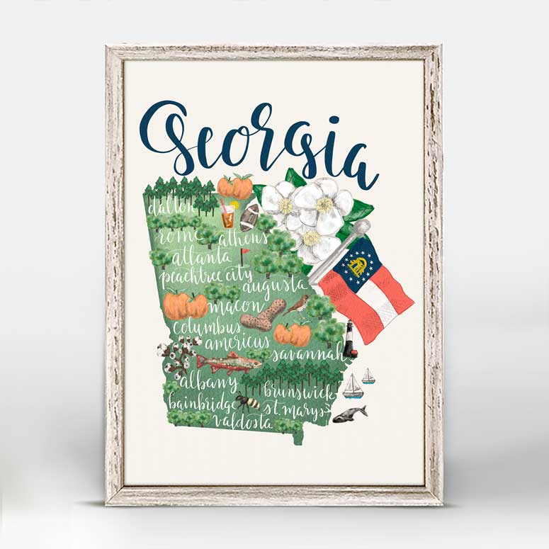 State Map - Georgia Mini Framed Canvas