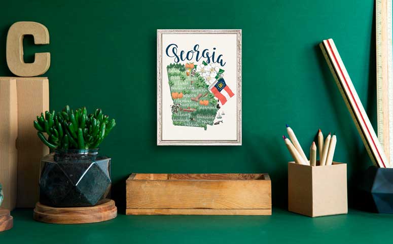 State Map - Georgia Mini Framed Canvas