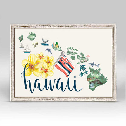 State Map - Hawaii Mini Framed Canvas