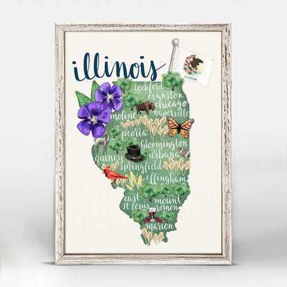 State Map - Illinois Mini Framed Canvas