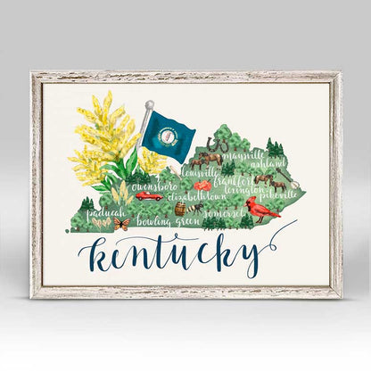 State Map - Kentucky Mini Framed Canvas