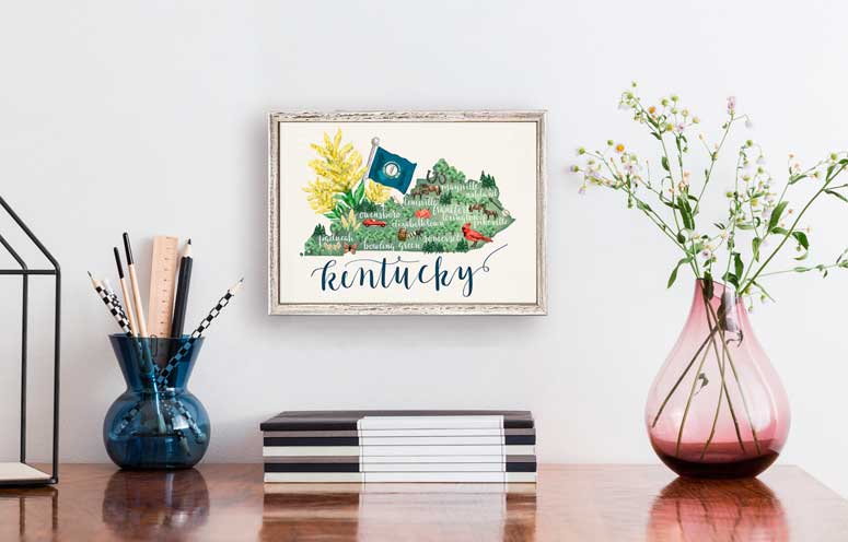 State Map - Kentucky Mini Framed Canvas