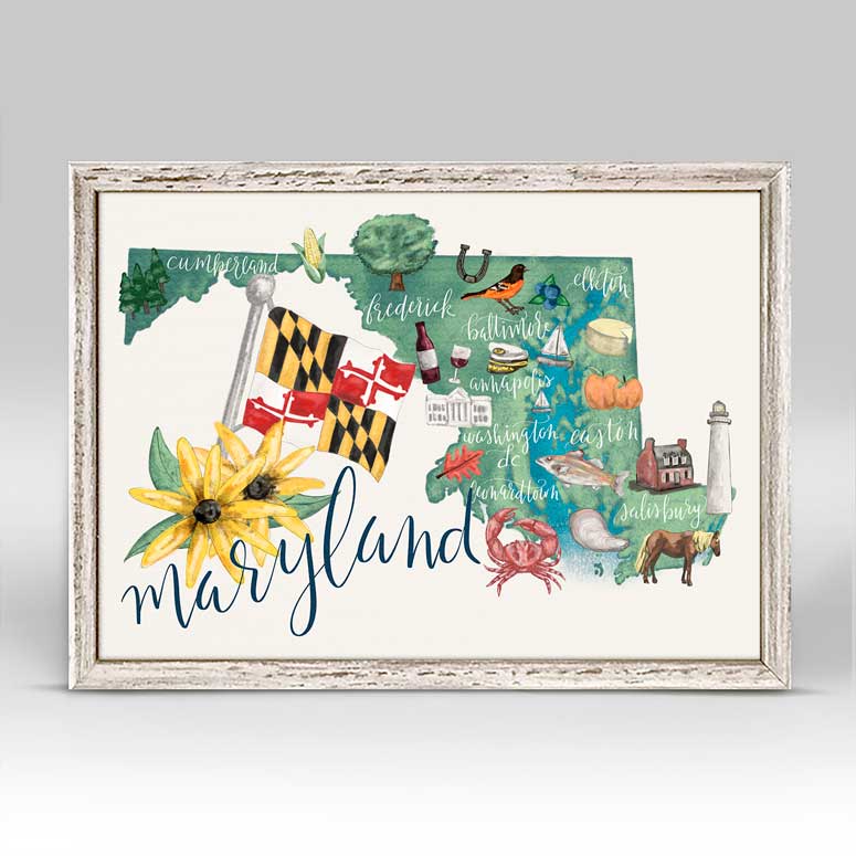 State Map - Maryland Mini Framed Canvas - GreenBox Art