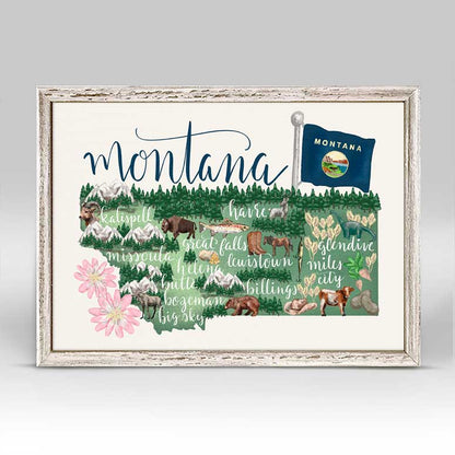 State Map - Montana Mini Framed Canvas